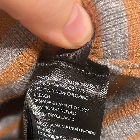 Anthropologie Grey Orange Striped Wide Neck Elise Ribbed Tunic Medium - Picture 10 of 10